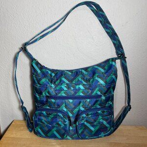 Lug Zipliner Convertible Hobo Bag in Herringbone Aqua